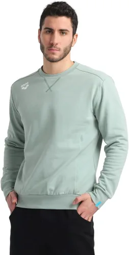 Vista 2 de ARENA Sudadera unisex de algodón sólido para adultos, manga larga, cuello redondo, ajuste regular