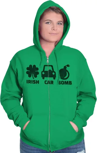 Vista 3 de Irish Car Bomb Drunk St Patrick's Day Zip Up Hoodie Mens Womens