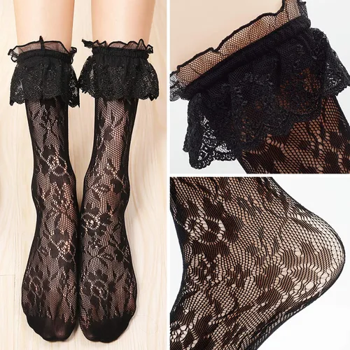 Vista 6 de Lovful Conjunto de 2 pares de calcetines de encaje para mujer