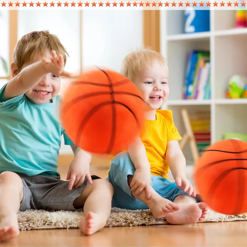 Vista 6 de 3 almohadas de felpa de baloncesto de 8.7 pulgadas, juguetes suaves y esponjosos, decoraciones de sala de pelotas deportivas para niños