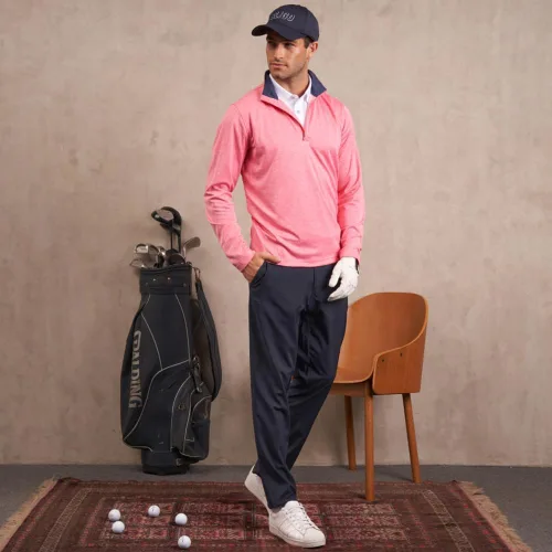 Vista 3 de Long Sleeve Golf Shirt Men 14 Zip Pullover Mens Long Sleeve Sun Protection Shirts UPF 50 Lightweight Athletic Pullover