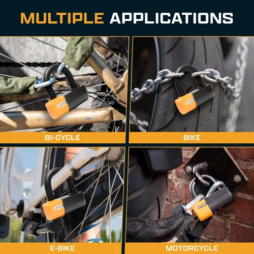 Vista 6 de Jekosa® PBL110 Candado de Bicicleta de Alta Resistencia con 5 Llaves - Grillete de Acero Resistente a Cortes de 18 mm - Carcasa de ABS Resistente a