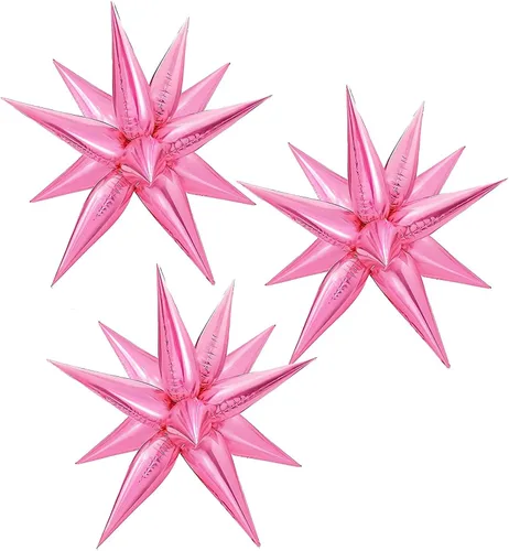 Vista 13 de 3 globos de aluminio con forma de estrella de explosión 3D de 26 pulgadas, globos de aluminio negro con forma de cono de estrella para cumpleaños