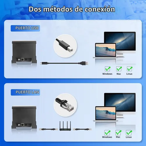 Vista 9 de NetumScan Impresora de Recibos POS de 80 mm 300 mm/s Impresora Térmica de Recibos USB con Cortador Automático, Cajón de Efectivo, Interfaz USB