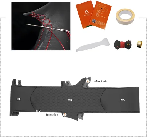 Vista 6 de MEWANT Funda de volante de automóvil para Mazda MX-5 2016 2017 2018 2019 cuero cosido a mano