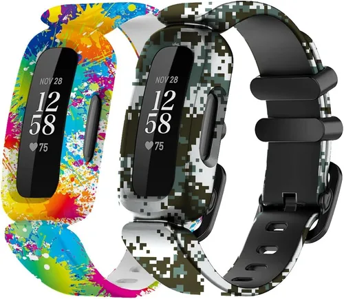 Vista 10 de Bandas de silicona de repuesto compatibles con Fitbit Ace 3, correas ajustables con patrón colorido para Fitbit Ace 3 bandas