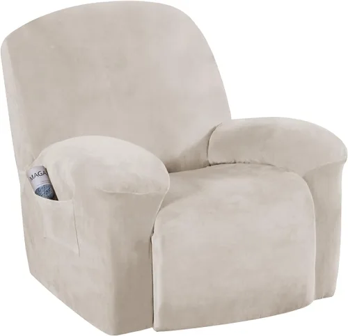 Vista 33 de H.VERSAILTEX Fundas elásticas para sillón reclinable, Funda para silla reclinable, Funda para sofá, 1 pieza, moderna, de terciopelo, elegante