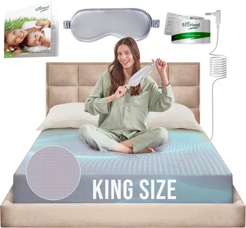 Vista 10 de Sábanas de Ajuste con Conexión a Tierra ECOHEAL Tamaño Queen con 12% Fibra de Plata & 4% Seda & 84% Algodón - Gris - Sábana Conectada a Tierra