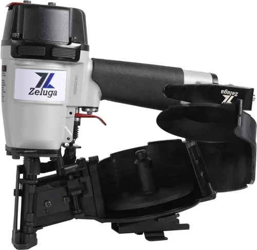 Vista 7 de Zeluga 28-145 Clavadora neumática de bobina para techos de 15 grados con capacidad de carga de 120 piezas. Kit de clavadora de bobina con protección