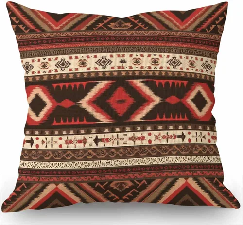 Vista 4 de Swono Funda de Almohada Decorativa con Patrón Étnico Abstracto Estampado del Suroeste Funda de Cojín Estilo Granja para Sofá Sillón 18x18 Pulgadas