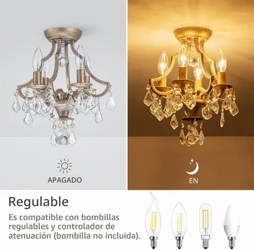 Vista 4 de LumFurn Lámpara de Techo de Cristal K9 Moderna de Mediados de Siglo de 4 Luces para Sala de Estar, Vestíbulo, Dormitorio, Lámpara de Montaje