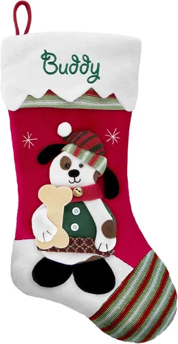 Vista 23 de Let's Make Memories Calcetín navideño de peluche 3D personalizado para mascotas - Bordado - para gatos - Peces