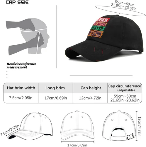 Vista 4 de KEHUASW Father The Man The Myth The Legend Cap Running Hats for Women AllBlack Mens hat Gifts for Him Workout Hats