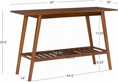 Vista 3 de Linon Melissa Mid-Century - Mesa consola moderna de nogal