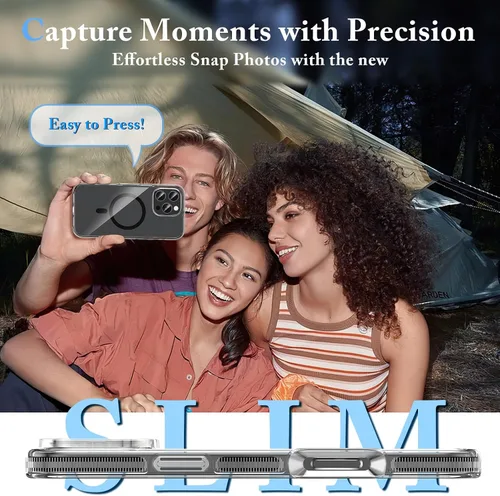 Vista 6 de MILPROX Compatible con iPhone 16 Pro Funda – con protector de pantalla – Compatible con MagSafe – Diseño magnético claro transparente – Que no se