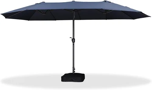 Vista 61 de PURPLE LEAF - Sombrilla de mercado de patio de 13 pies con base rectangular doble cara, sombrilla de mesa para exteriores con manivela, 12 varillas