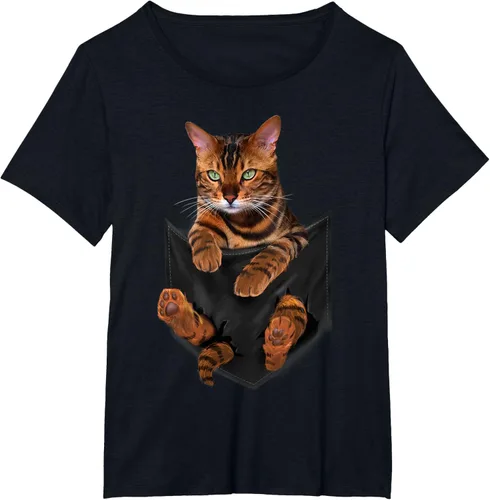 Vista 68 de Camiseta de bolsillo con estampado de tigre y gato Negro