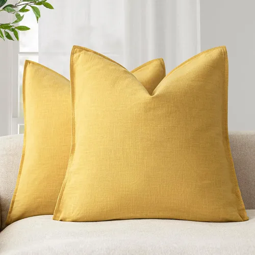 Vista 51 de Foindtower Juego de 2, Fundas Decorativas de Almohada de Lino Sólido Suaves Fundas de Cojín Europeo de Acento Estilo Granja Neutral para Silla Sofá