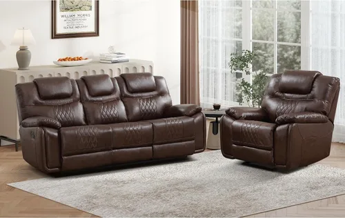 Vista 14 de EBELLO Silla reclinable manual de piel sintética, sofá reclinable con cómodos reposabrazos y respaldo, sofá individual para sala de estar