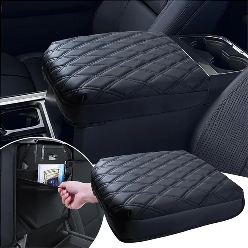 Vista 13 de Cubierta de consola central Sinvanho para Ford F150 F250 F350 F450 F550 2015-2025 con asiento de salto 40/20/40, cubierta protectora de reposabrazos
