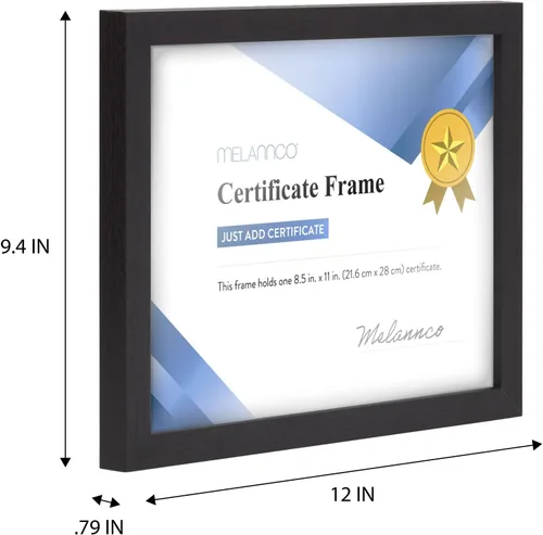 Vista 2 de MELANNCO - Marco de diploma de 8.5 x 11 pulgadas, marco de certificado negro para grados, premios y documentos, ganchos de dientes de sierra