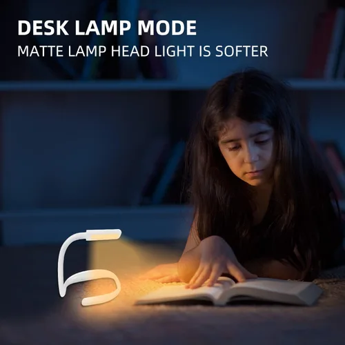 Vista 6 de Luz de lectura LED para el cuello, luz de libro para leer en la cama, lámpara de escritorio de brillo ajustable, 3 modos de color, brazos flexibles