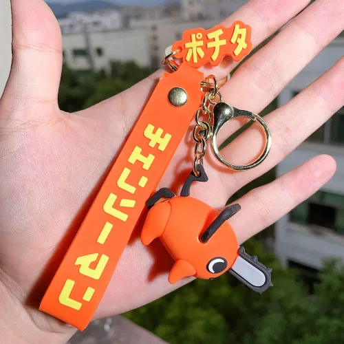 Vista 4 de Llavero de la motosierra Denji Makima, llavero de moda de anime para mujeres y hombres, regalos accesorios de joyería