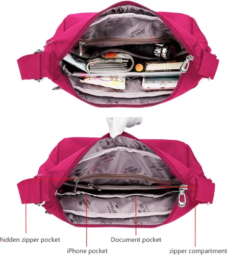 Vista 2 de Bolso bandolera impermeable para mujer, bolso bandolera de nailon, casual
