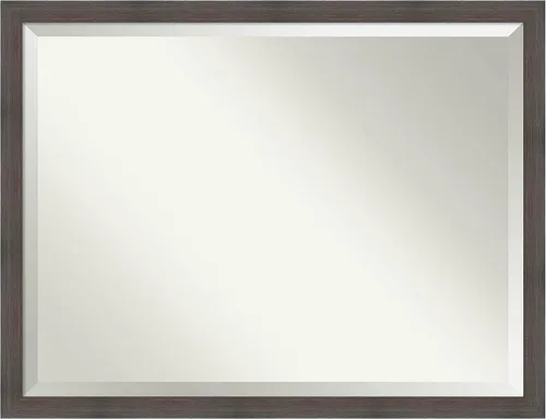 Vista 56 de Amanti Art Espejo de pared marrón de 26 x 22 pulgadas, espejo rectangular de baño de Alejandría marrón rústico para decoración de pared, sala
