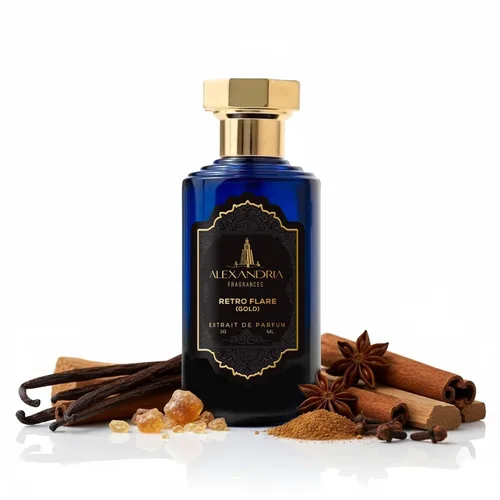 Vista 7 de Alexandria Fragrances Perfume Retro Flare (Oro) – Eau de Parfum para hombre con notas de vainilla caramelizada – Fragancia de lujo con madera
