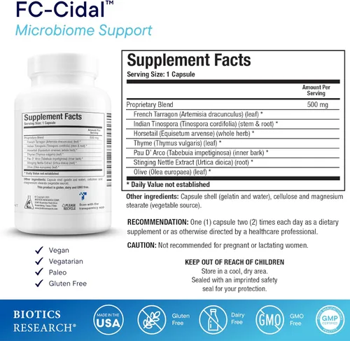 Vista 2 de Biotics investigación, fc-cidal 100 ccapsules