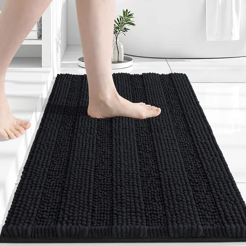 Vista 135 de Grandaily Alfombras de baño de felpilla a rayas de 24 x 16 pulgadas, extra gruesas y suaves, absorbentes, parte trasera de goma, alfombra de ducha