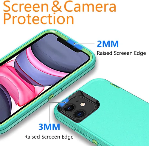 Vista 5 de YmhxcY Funda para iPhone 11 a prueba de golpes, a prueba de caídas, a prueba de polvo, a prueba de caídas, 3 capas, duradera, funda de teléfono
