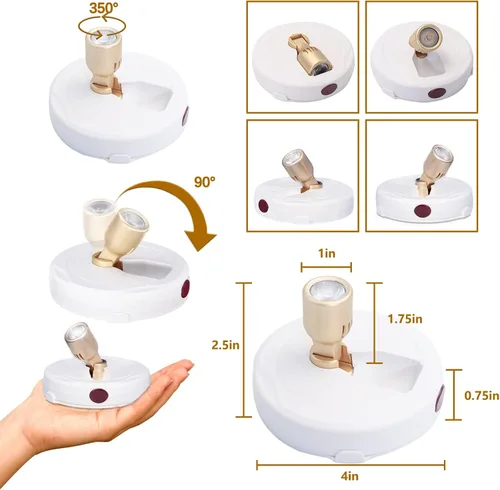 Vista 5 de Focos que funcionan con pilas, luz de imagen inalámbrica, iluminación de acento regulable, luces LED inalámbricas, luces adhesivas con control