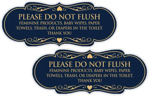 Vista 16 de Signs ByLITA Designer Please Do Not Flush Etiqutte Letrero (negro) - Pequeño 1 paquete