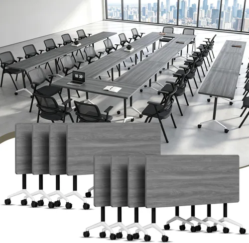 Vista 28 de Paquete de 4 mesas de conferencias plegables, mesa de entrenamiento modular Gris hierro profundo