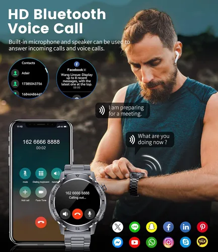 Vista 3 de LIGE EF1 - Relojes inteligentes para hombre, 1.43 pulgadas AMOLED Smartwatch con frecuencia cardíaca 24/7 para Android iOS, más de 170 modos