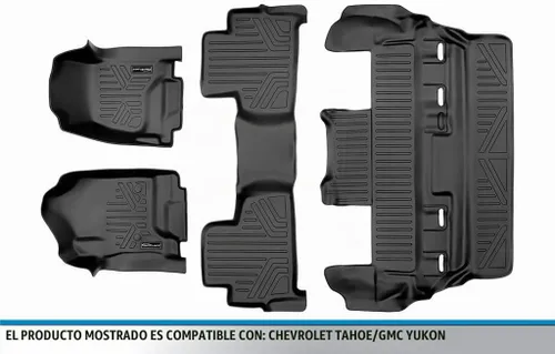 Vista 5 de SMARTLINER Juego de tapetes de piso de ajuste personalizado de 3 filas compatibles con Chevrolet Tahoe 2015-2020
