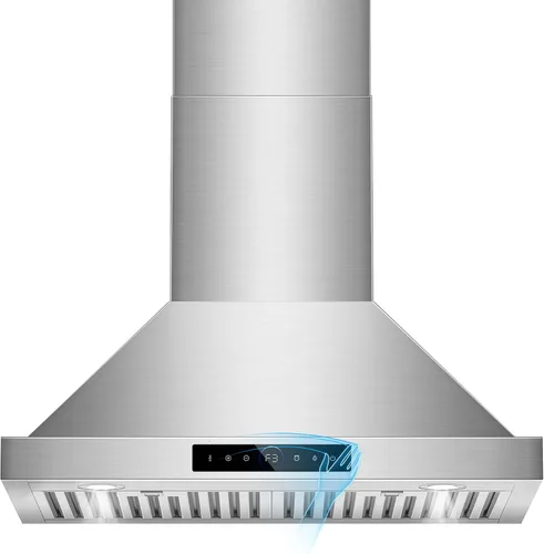 Vista 11 de Campana extractora de isla de 36 pulgadas, montaje en techo de 1200 CFM con detección de gestos de 4 velocidades y control táctil, campana