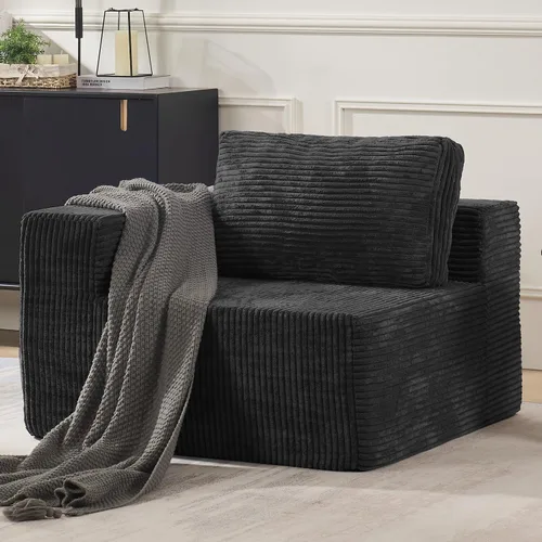 Vista 34 de Furnify Sofá modular tapizado de espuma de 30", Sofá de piso tapizado con almohada, Silla puf para dormitorio y sala de estar, No requiere