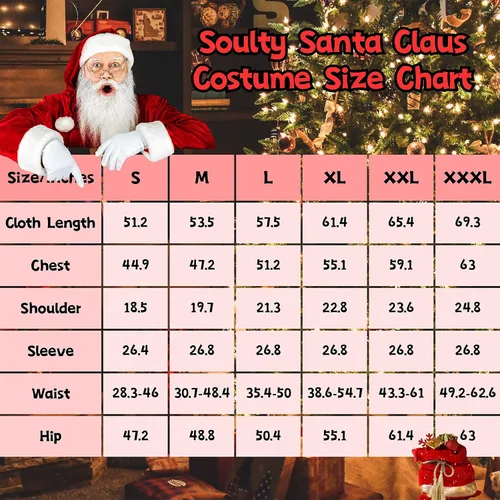 Vista 7 de Disfraz de Papá Noel para hombre, 11 piezas, de terciopelo rojo, traje de Papá Noel de Navidad para hombres adultos, conjunto de traje de Navidad