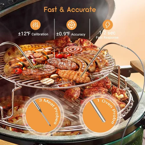 Vista 8 de INKBIRD Controlador de temperatura Wi-Fi y Bluetooth para barbacoa, termómetro automático para ventilador de ahumador, con 4 sondas para huevo