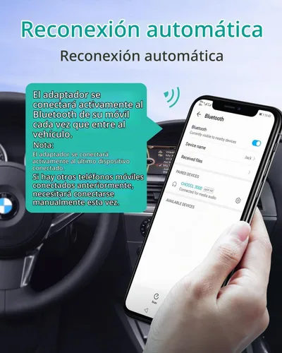 Vista 7 de Bluetooth 5.0 Adaptador de coche para BMW CCC CIC USB AUX Music Streaming aptX-HD Audio, compatible con BMW CCC/CIC 2008-2012, control