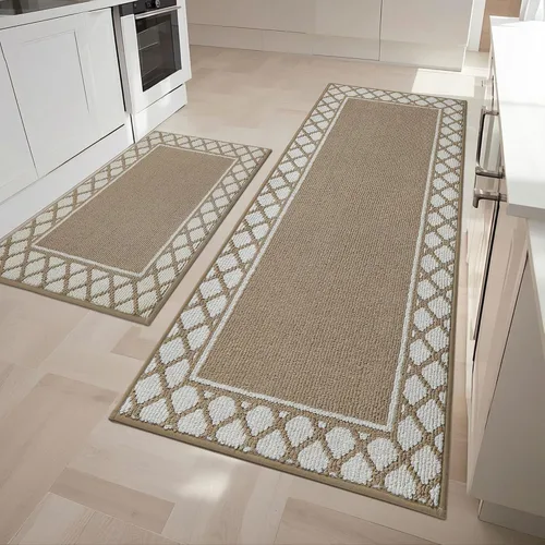 Vista 20 de COSY HOMEER Juegos de 2 Alfombras de Cocina Lavables Antideslizantes Tapetes de Cocina para Piso Absorbentes Alfombra Corredor de Cocina