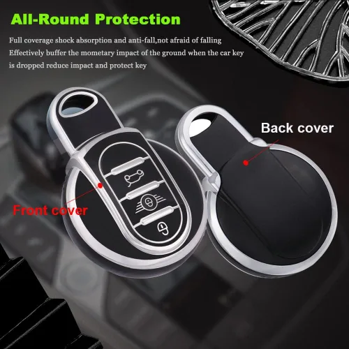 Vista 3 de SANRILY Sliver-edge - Funda para llavero Mini Cooper Countryman S ONE JCW F54 F55 F56 F57 F60 Clubman, accesorios para llaves sin llave con llavero