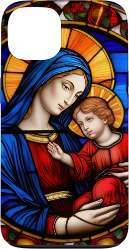 Vista 7 de Blessed Virgin Mary and Jesus Christ Stained Glass Case for iPhone 16