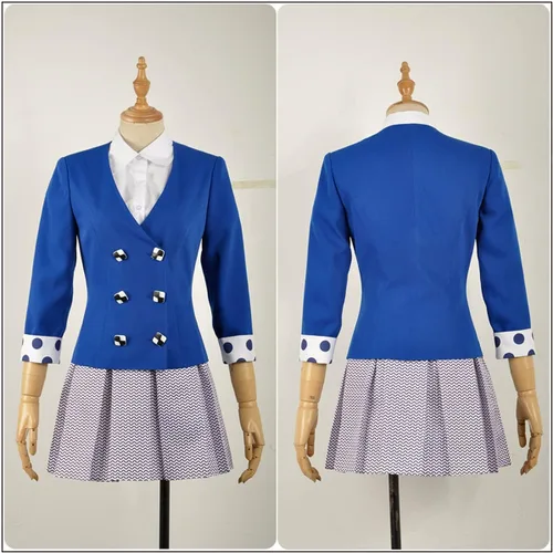 Vista 2 de Weixu Heathers - Disfraz musical de Veronica Sawyer para cosplay, uniforme escolar JK, falda azul, disfraz de Halloween