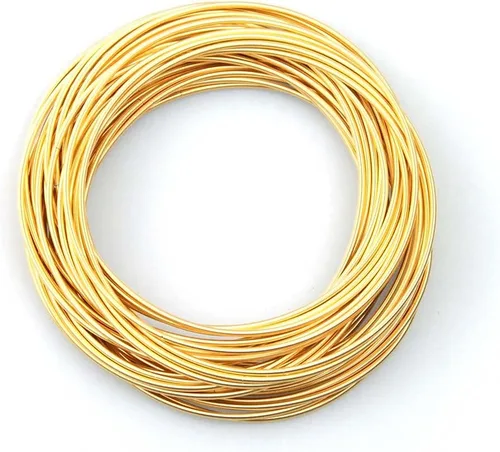 Vista 3 de Gold Guitar String Coil Bracelets Stack Stainless Steel Set Layered Thin Set of 10-60 Strings