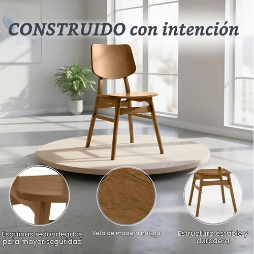 Vista 5 de Alaterre Calais - Juego de 2 sillas de comedor de madera, sillas de cocina Nuez caliente