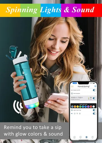 Vista 3 de Botella de agua inteligente con recordatorio para beber agua, luces y sonido, rastreador de ingesta de agua, recargable, plástico Tritan